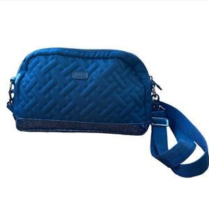 Lug Punter Navy Blue Quilted & Shimmer Bottom Crossbody Bag